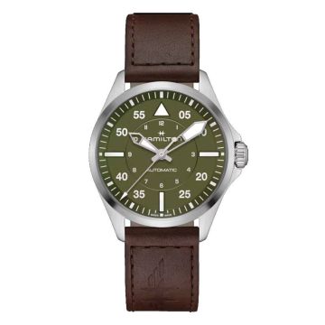 Hamilton Khaki Aviation Pilot Auto 39 Stainless Steel / Green