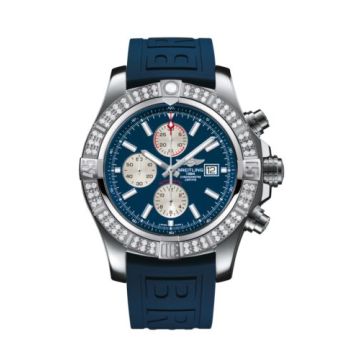 Breitling Super Avenger II Stainless Steel / Diamond / Mariner Blue / Rubber / Pin