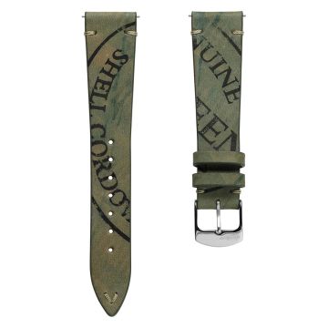 Newham Inverted Horween Shell Cordovan Watch Strap - Sage Green - 20mm