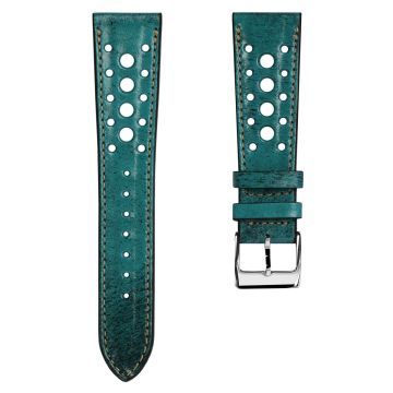 Radstock Racing Style Genuine Leather Watch Strap - Vintage Turquoise - 19mm