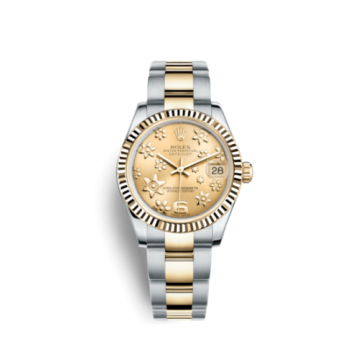 Rolex Datejust 31 Rolesor Yellow Fluted / Oyster / Champagne Floral