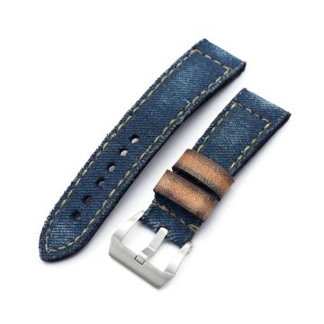 Gunny X MT Denim Blue Washed Canvas Watch Band, 24mm or 26mm - 26mm