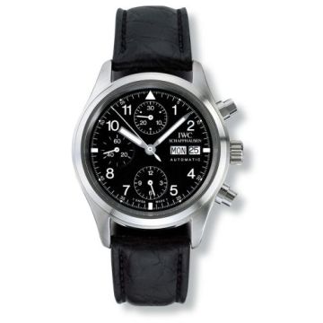 IWC Schaffhausen Pilot's Watch Chronograph Stainless Steel / Black / German / Strap