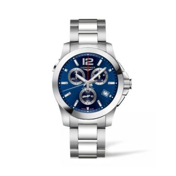 Longines Conquest Chronograph Quartz 41 Stainless Steel / Blue / Bracelet
