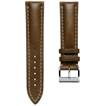 Ostend Thick Padded Leather Watch Strap - Cavallo Brown - 24mm