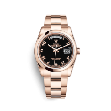 Rolex Day-Date 36 Everose Domed / Oyster / Black Arabic