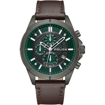 Police Burbank Chronograph Grey / Brown & Green