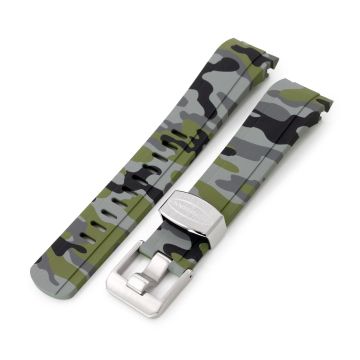 Crafter Blue - CB10 Green Camouflage Rubber Curved Lug Watch Band for Seiko SKX007 - 10mm