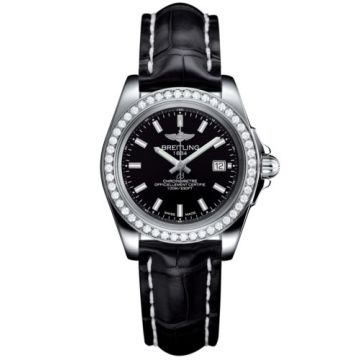 Breitling Galactic 32 Sleek Edition Stainless Steel / Diamond / Trophy Black / Croco