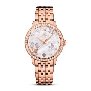 Omega De Ville Prestige Co-Axial 32.7 Red Gold / MOP Butterfly / Diamond / Bracelet