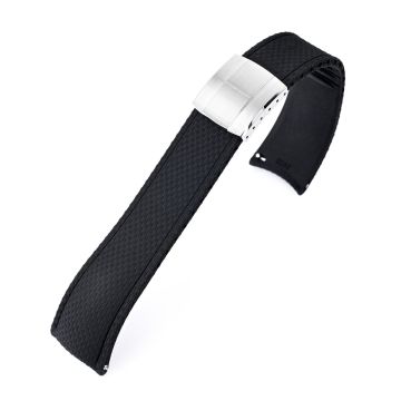 FKM41 Black Quick Release Butterfly Deployment FKM Rubber Watch Band, 18mm to 22mm and 24mm - 24mm