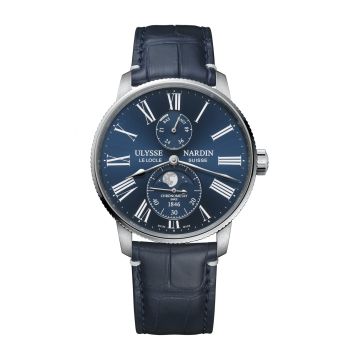 Ulysse Nardin Marine Torpilleur Moonphase Stainless Steel / Blue / Alligator
