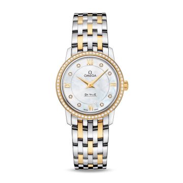 Omega De Ville Prestige Quartz 27.4 Stainless Steel / Yellow Gold / Diamond / Diamond MOP