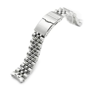 Angus-J Louis Watch Band for Seiko SPB185, 316L Stainless Steel Brushed Baton Diver Clasp - 20mm