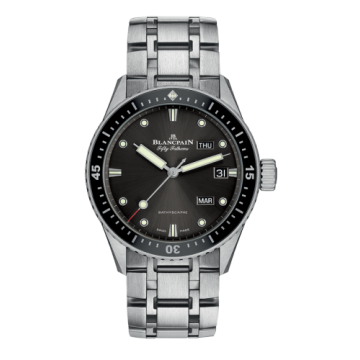 Blancpain Fifty Fathoms Bathygraphe Quantième Annuel Black / Grey / Steel Bracelet