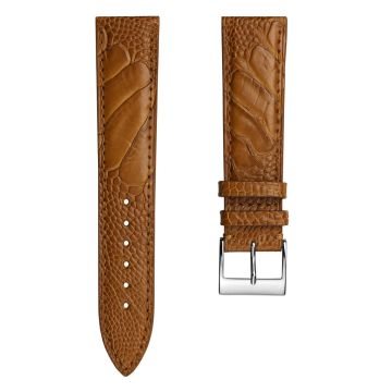 Durbuy Ostrich Leg Handmade Leather Watch Strap - Matt Cognac - 22mm