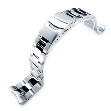 Super-O Boyer Watch Band for Seiko SKX007 SKX009 SKX011, Stainless Steel - Brushed, Polished Center Links, Diver Clasp - 8mm
