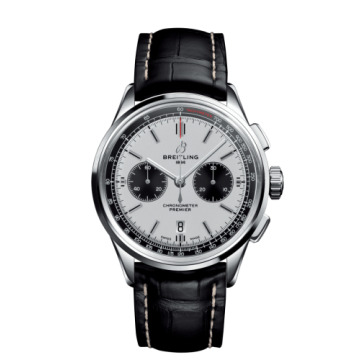Breitling Premier B01 Chronograph 42 Stainless Steel / Silver / Croco / Pin