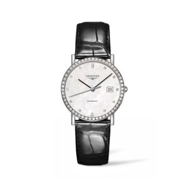 Longines Elegant Collection 34.5 Automatic Stainless Steel / Diamond / MOP / Strap