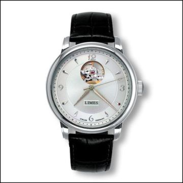 Limes Pharo Open Balance - Silvered / black leather strap