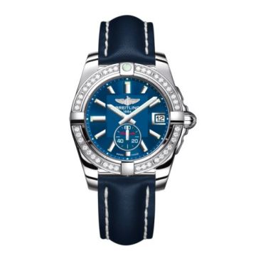 Breitling Galactic 36 Automatic Stainless Steel / Diamond / Gun Blue / Calf