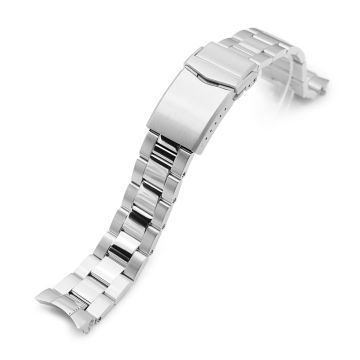 Super-O Boyer Watch Band for Seiko Cocktail SRPB41 SSA345 SSA341, Stainless Steel - Brushed with Polished Center, V Diver Clasp - 18mm