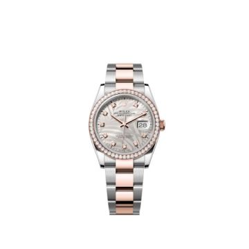 Rolex Datejust 36 Stainless Steel / Everose / Diamond / Silver - Palm - Diamond / Oyster