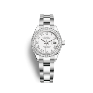 Rolex Lady-Datejust 28 Stainless Steel / Diamond / White - Roman / Oyster