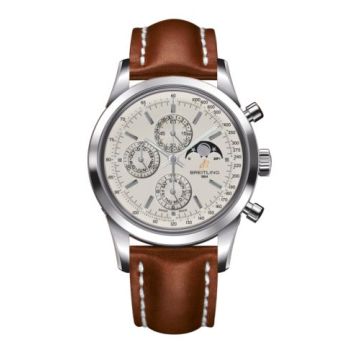 Breitling Transocean Chronograph 1461 Stainless Steel / Silver / Calf / Pin