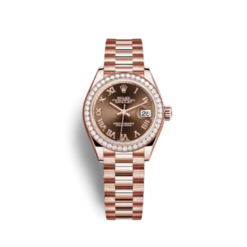 Rolex Lady-Datejust 28 Everose Diamond / President / Chocolate Roman