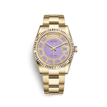 Rolex Day-Date 36 Yellow Gold Fluted / Oyster / Lavender Jade Carousel