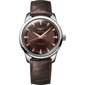 Longines Conquest Heritage 40 Stainless Steel / Brown