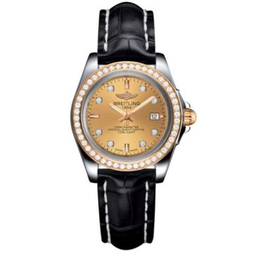 Breitling Galactic 32 Sleek Edition Stainless Steel / Rose Gold / Diamond / Golden Sun Diamond / Croco