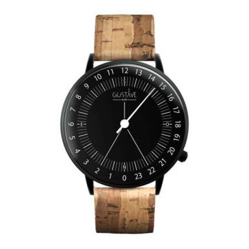 Gustave & Cie 24H Antoine Noir & Noir PU Végétal Liège 40mm