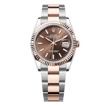 Rolex Datejust 36 Stainless Steel - Everose - Fluted / Chocolate / Oyster