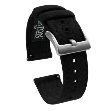 Black Premium Canvas Watch Band - 18mm