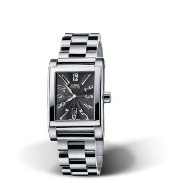 Oris Rectangular Date 24 Stainless Steel / Black - Arabic / Bracelet