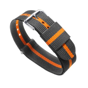 Smoke Grey And Pumpkin Orange NATO® style Watch Band - 22mm