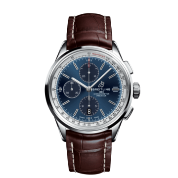 Breitling Premier Chronograph 42 Stainless Steel / Blue / Croco Brown / Tang