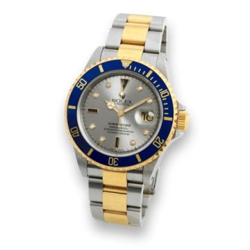 Rolex Submariner Date 16613 Serti Silver