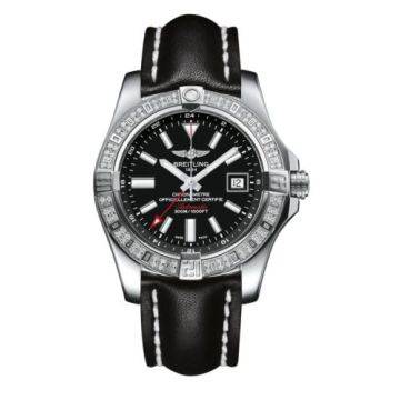 Breitling Avenger II GMT Stainless Steel / Diamond / Volcano Black / Calf
