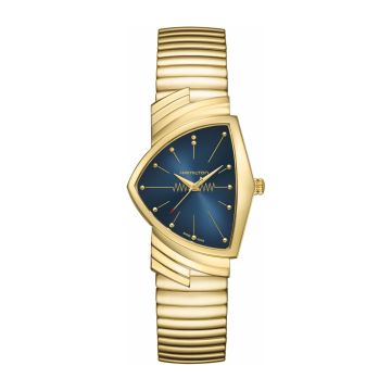 Hamilton Ventura Gents Yellow Gold / Blue Suede Shoes / Bracelet