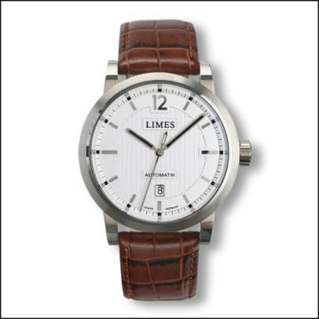 Limes Chyros Automatic - Silvered / brown leather strap (Croco)