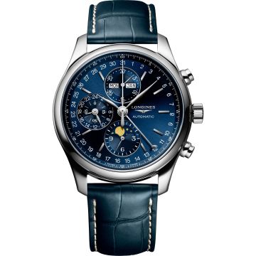 Longines Master Collection 42 Chronograph Calendar Stainless Steel / Blue / Strap