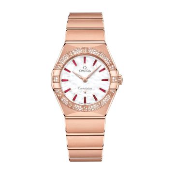 Omega Constellation Manhattan 28 Quartz Sedna Gold / MOP - Emerald / Diamond