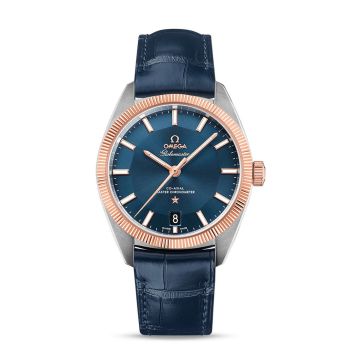 Omega Globemaster Stainless Steel / Sedna Gold / Blue / Alligator