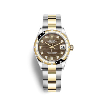 Rolex Datejust 31 Stainless Steel / Yellow Gold / Domed - Diamond / Black MOP / Oyster