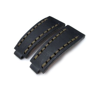MiLTAT RX Collection Watch Strap, NERO Black Genuine Calf, Green St. Tailor-made for RX SUB & EXP - 16mm