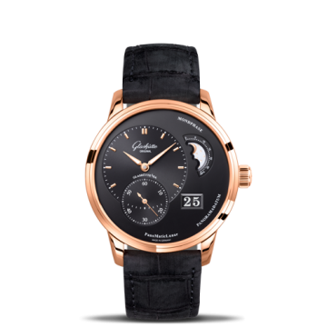 Glashütte Original PanoMatic Lunar Red Gold / Black / Alligator / Folding