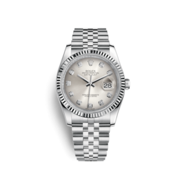 Rolex Datejust 36 Stainless Steel Fluted / Jubilee / Silver Diamond
